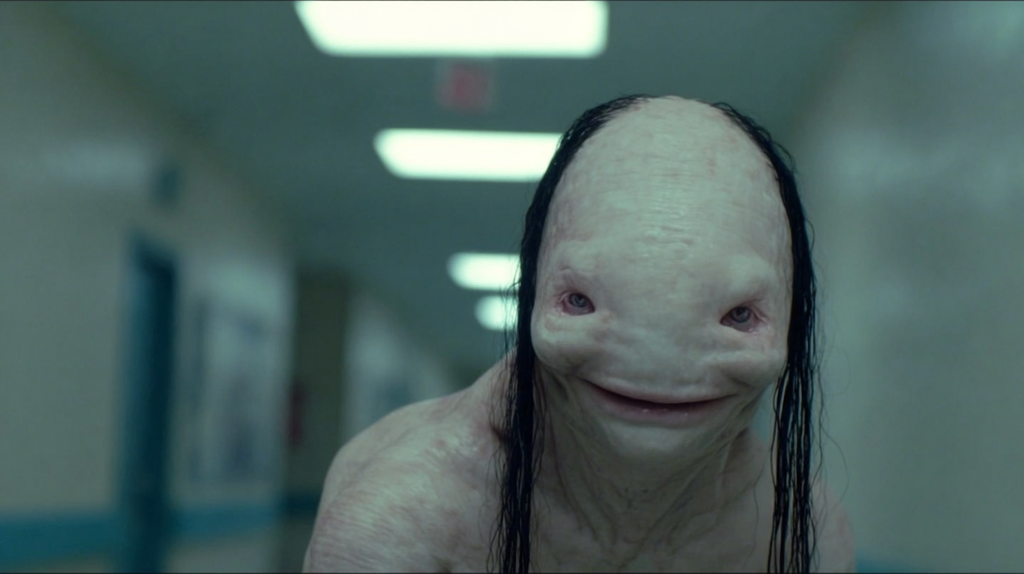 Vessel — medium close-up of a pale figure, AI generated horror portrait