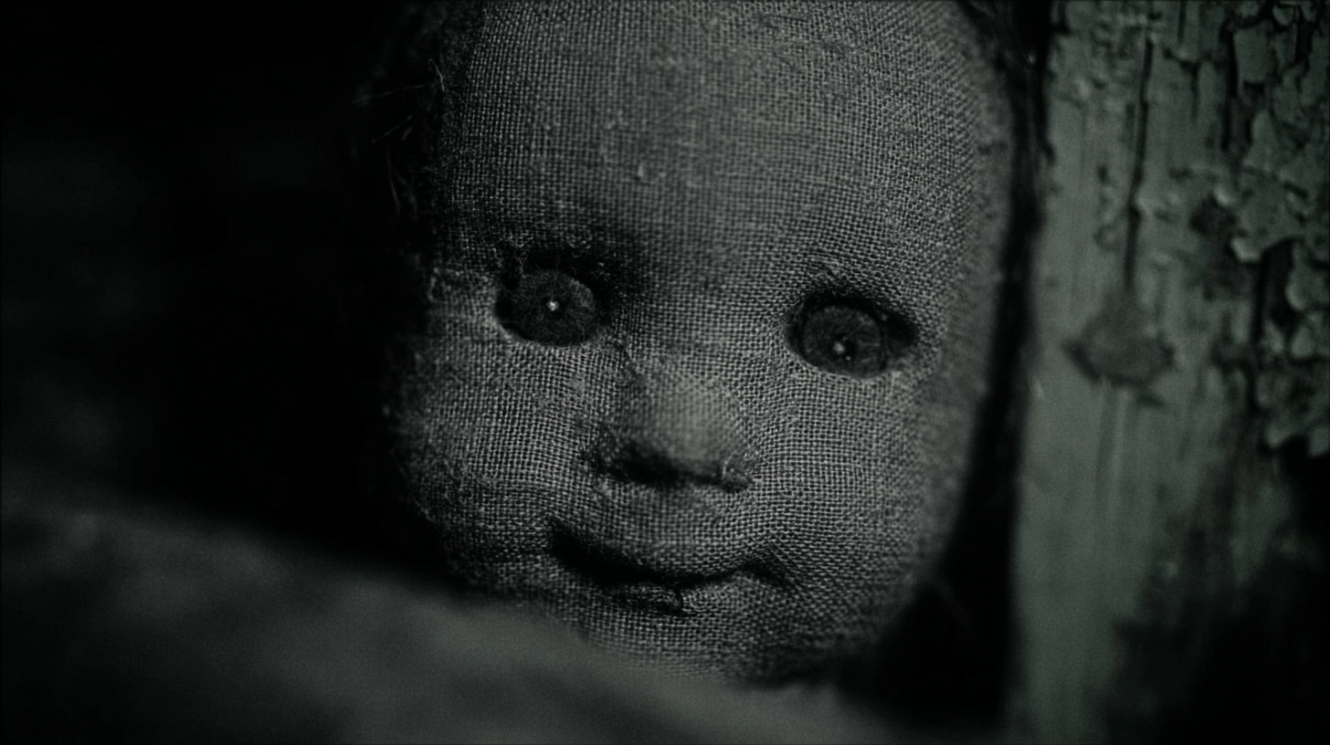 Skinwalker.exe — extreme close-up of handmade horror object, AI generated