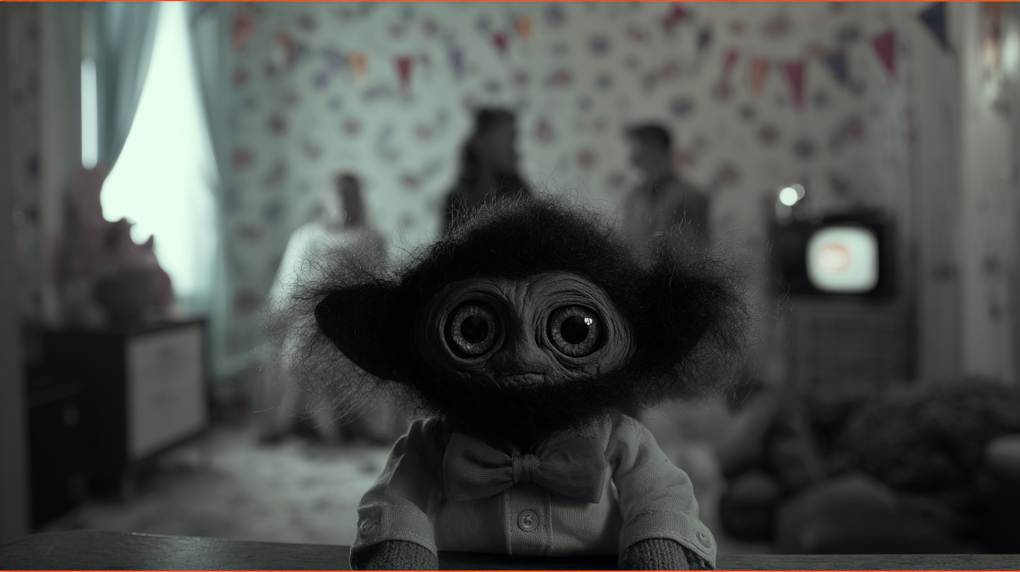 Toy creature horror close-up — AI generated sharp focus